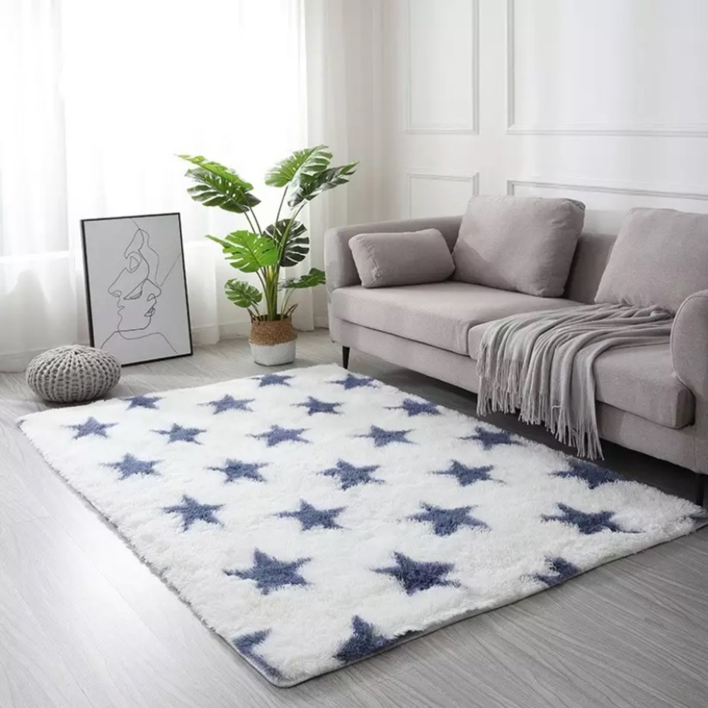 NEW! “Seeing Stars” Fuzzy Shag Faux Fur Area Rug - Picture 4 of 9